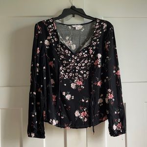Candies Black Floral Top